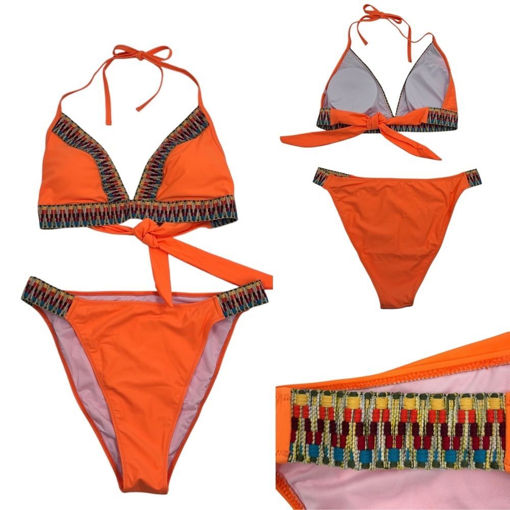Southwestern Designs Fiesta Orange Halter Bikini sz. XXL